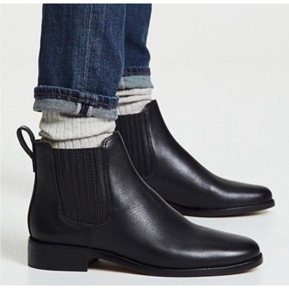 Madewell Ainsley Boot Black Leather Chelsea Ankle Boots Womens 6.5